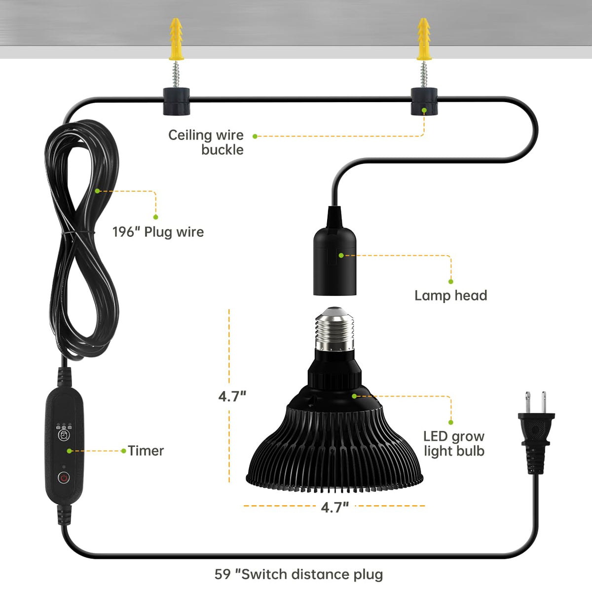 SpeePlant black hanging grow light blends with home decor