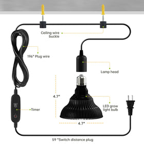 SpeePlant black hanging grow light blends with home decor