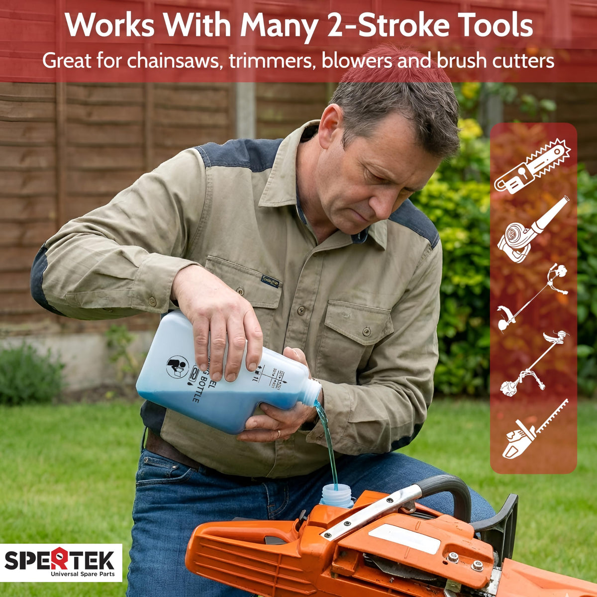 Spertek compatibility with Stihl, Husqvarna, Dolmar and other brands.