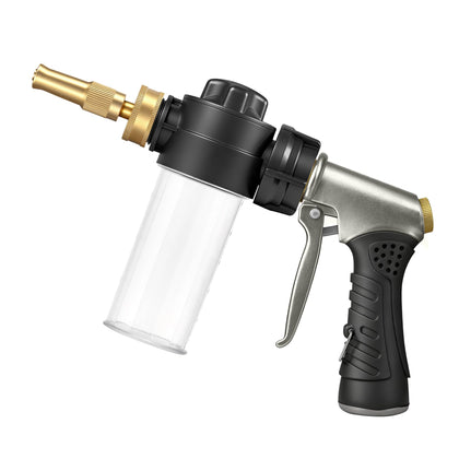 SPHAN garden hose nozzle with soap dispenser for efficient car washing and patio cleaning