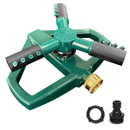 SPHAN Sprinkler with weighted metal base stays steady for even watering.