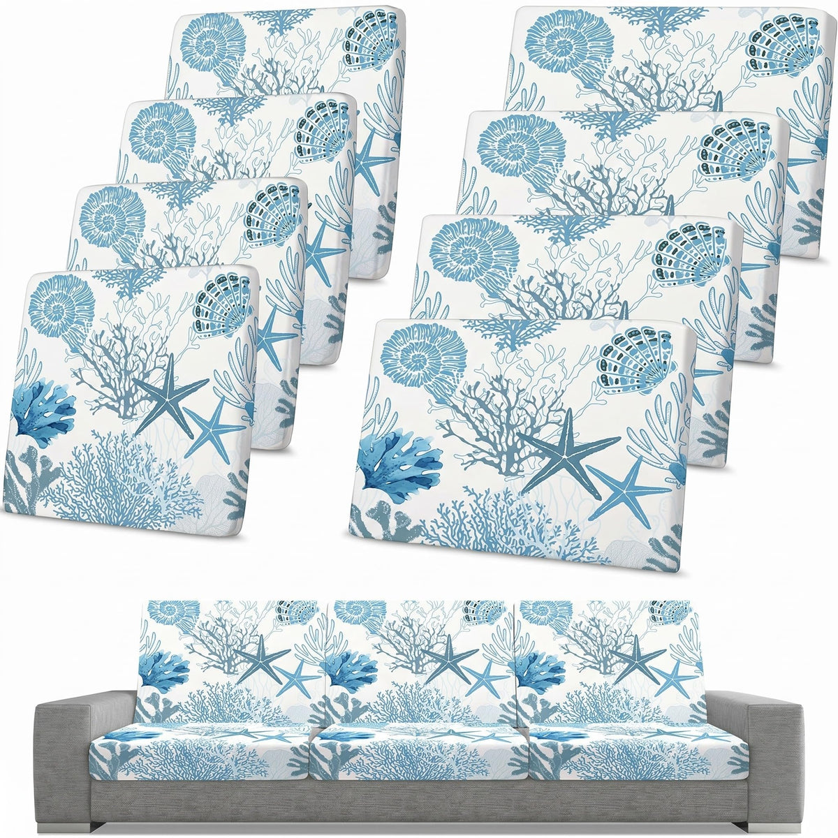 Spiareal 8pc coral backrest cover protects and refreshes sofa style.