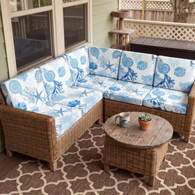 Spiareal coral 8pc seat cushion cover shields cushions from spills and stains.