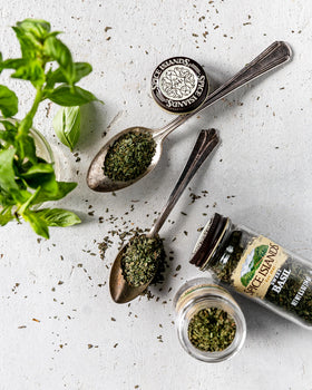 Spice Islands Sweet Basil Caprese-inspired dish captured to illustrate use.