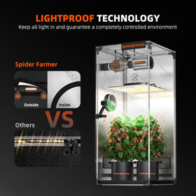 Spider Farmer 2x2x6 grow tent view window for quick plant checks