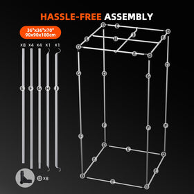 Spider Farmer 3x3 grow tent reinforced poles for stability and weight support.