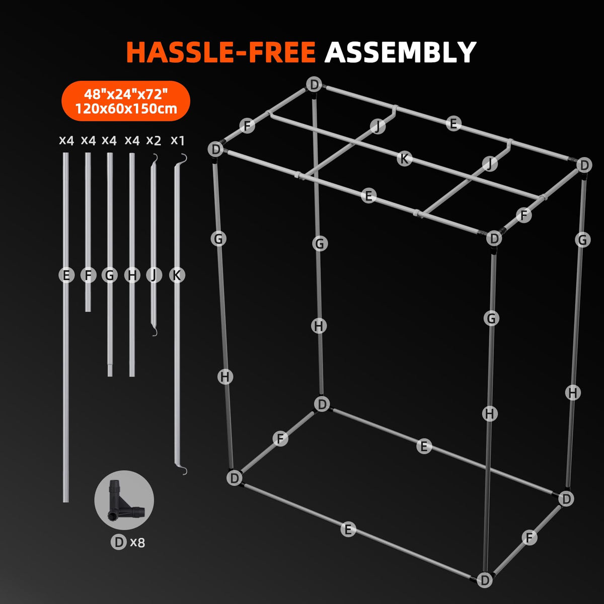 Spider Farmer 4x2 grow tent easy assembly enables fast setup without tools.