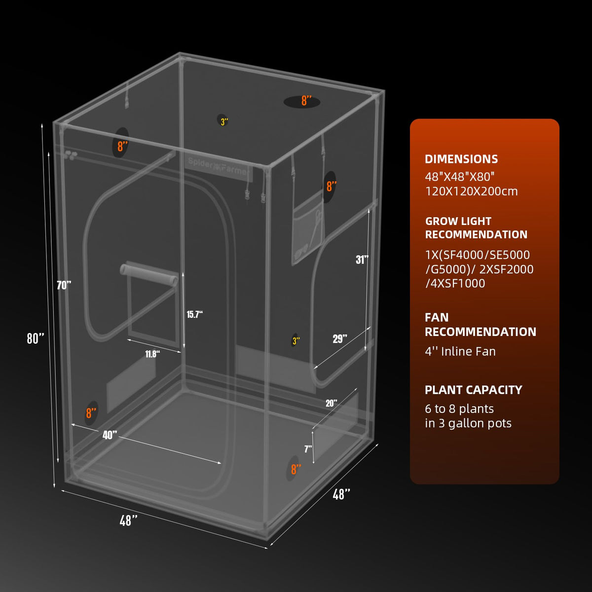 Spider Farmer 4x4 grow tent diamond reflective Mylar boosts light efficiency.
