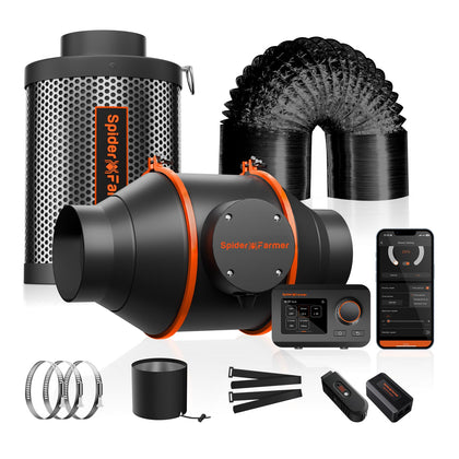 Spider Farmer inline fan for grow tent climate control and airflow