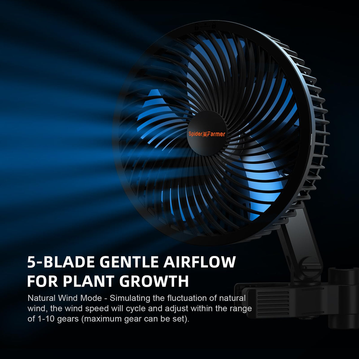 Spider Farmer IP54 weatherproof clip fan resists humidity in tents.