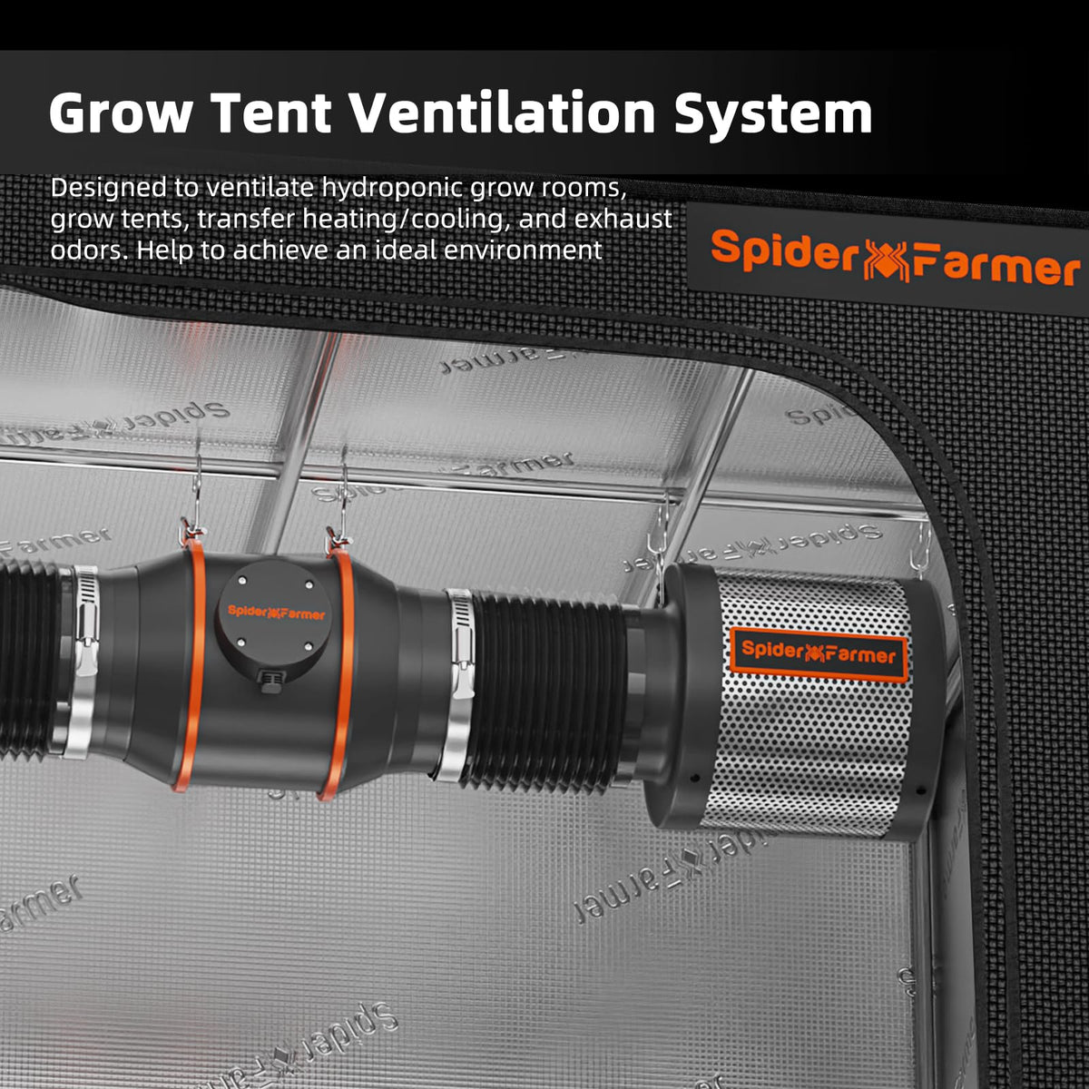 Spider Farmer complete ventilation system ready for tent or hydroponics