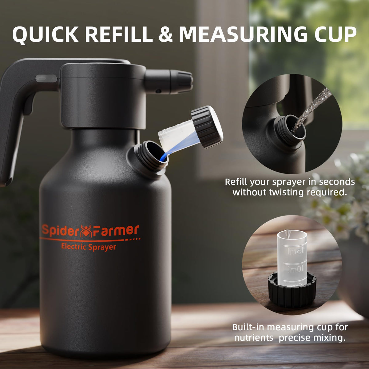 Spider Farmer dry-run protection prevents motor damage during empty sprays