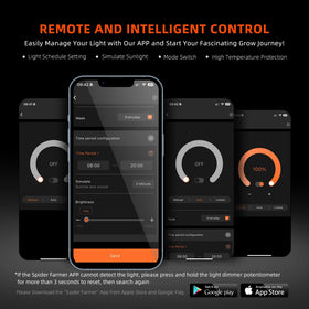 Spider Farmer G3000 app remote control enables scheduling from mobile devices.