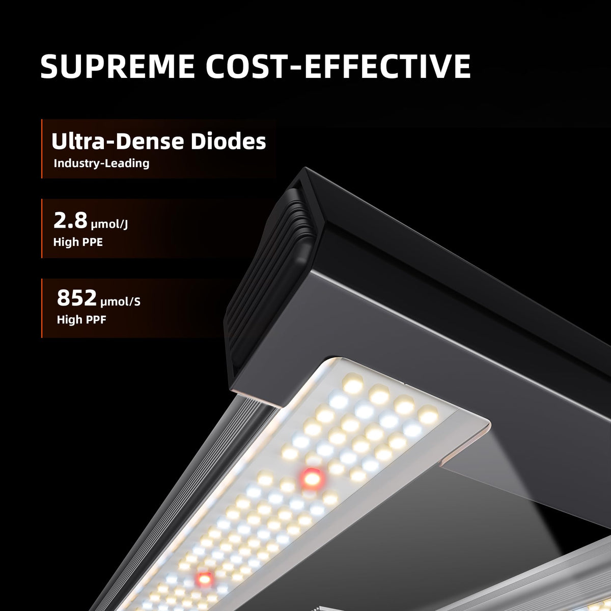 Extended light bar of the G3000 for uniform light distribution across edges.