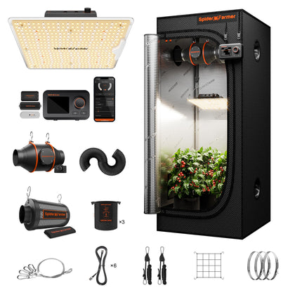 Spider Farmer SF1000D dimmable LED panel for precise stage-by-stage lighting.