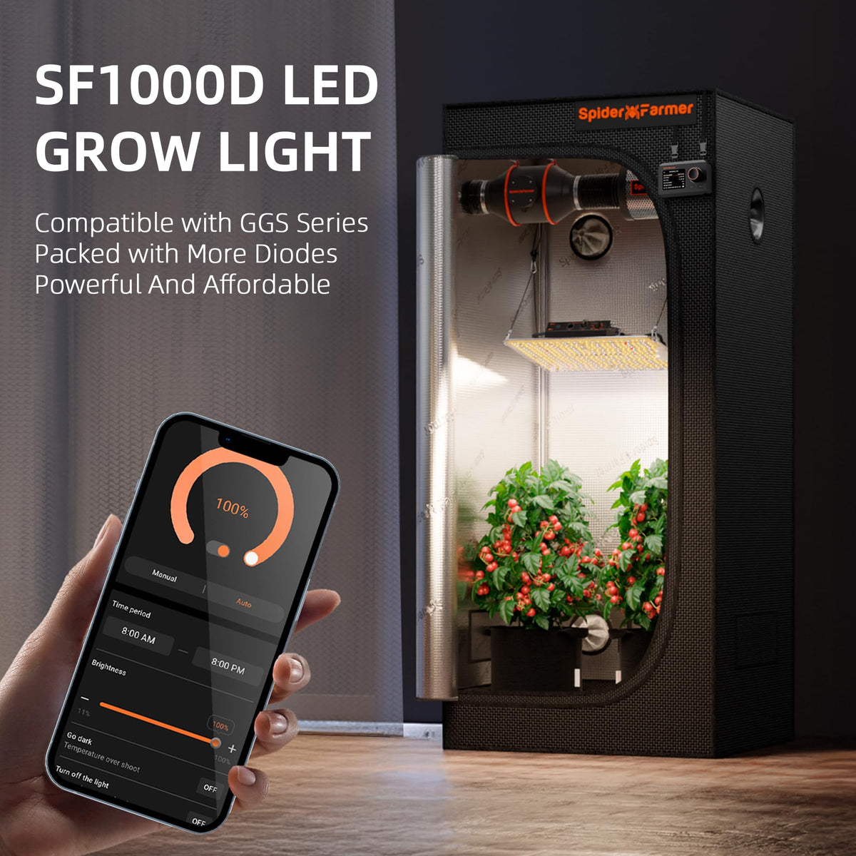 Spider Farmer SF1000D waterproof LED board for durable setup.