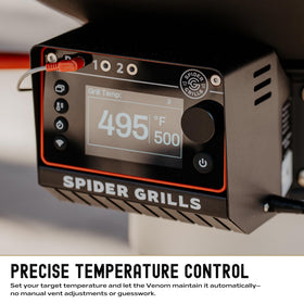 Spider Grills Venom app dashboard demonstrates remote temperature monitoring