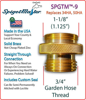 SPGTM-9 installed on Woodford 25/27 spigot ensures durable outdoor connection.