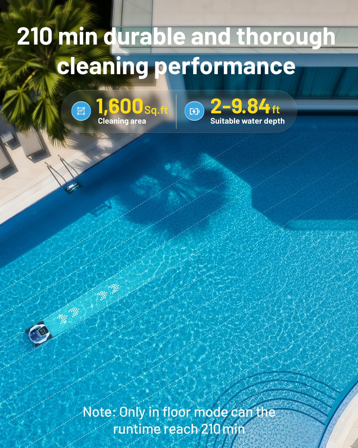 Spino E1 waterline cleaning action targets pool edges effectively