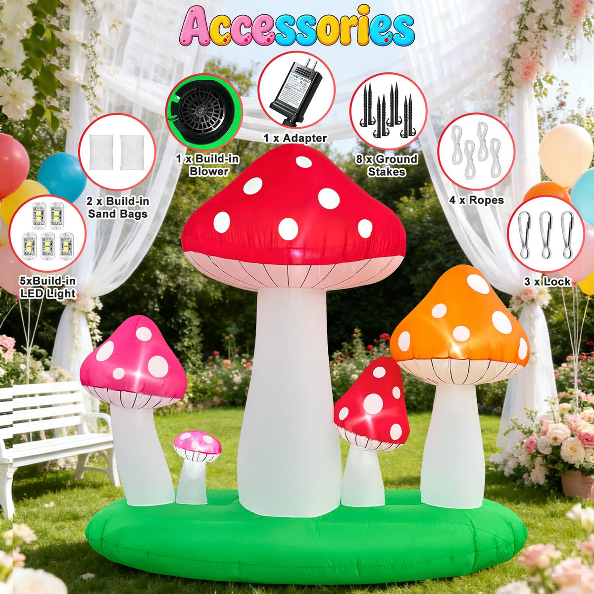 Spinosaurus festive mushroom decor ideal for Easter and garden parties