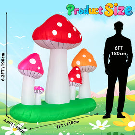 Spinosaurus mushroom yard display showing varied heights for a dynamic entry