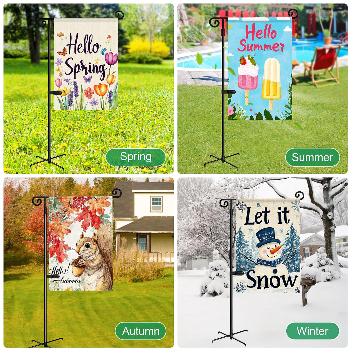 Spirepro flag stand fits flags up to 12.9 inches wide.