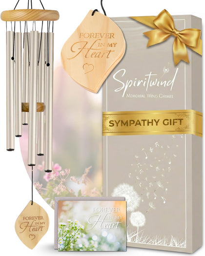Spiritwind pearl memorial wind chimes in gift box offer a thoughtful outdoor remembrance.