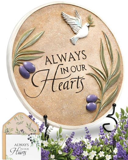 Spiritwind Peace Dove Among Olive Branches 10-inch memorial stone for outdoor remembrance.