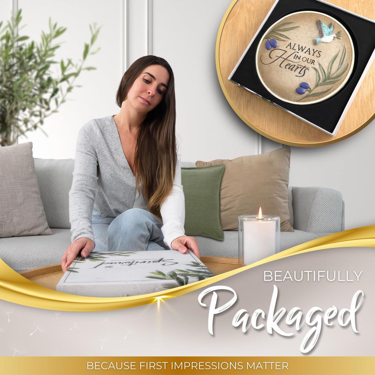 Spiritwind plaque stand supports indoor or outdoor display for flexible placement.