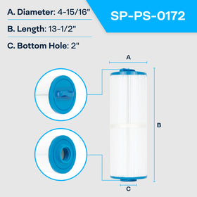 SpiroPure Cal Spa filter length 13 1/2 inches for full coverage