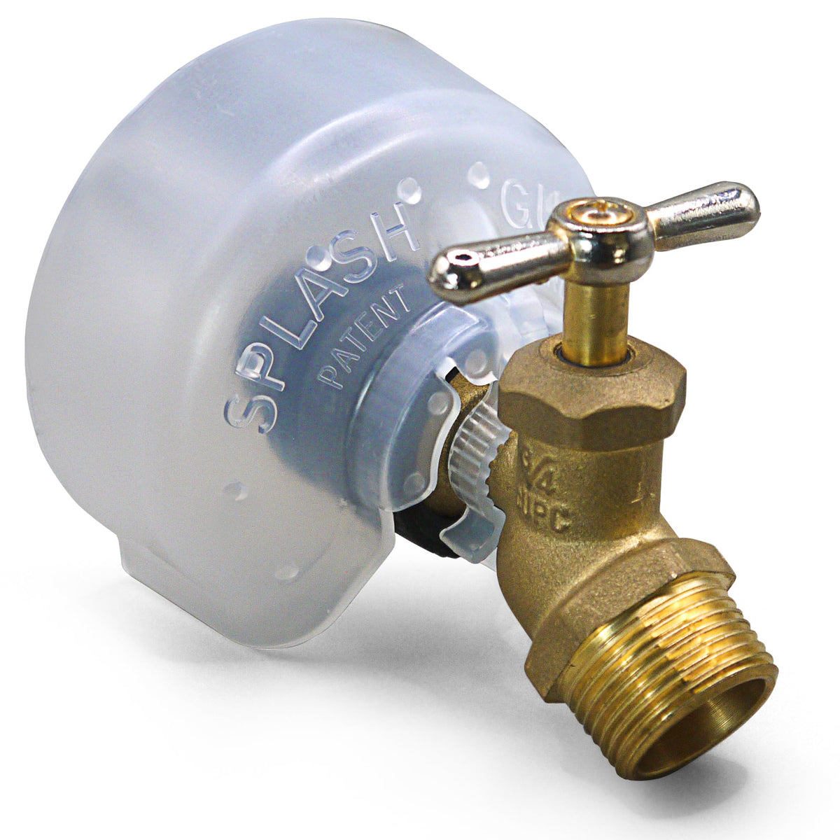 Splash Guppie installed on a standard hose bibb for dry use