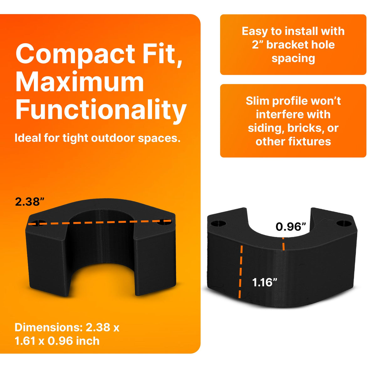 Splash N Color compact spacer measures 2.38 x 1.61 x 1.00 inches for tight spaces.