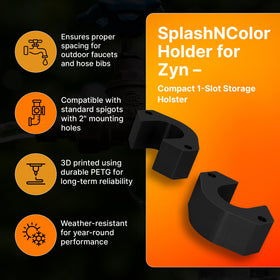 Splash N Color spacer aligns with outdoor faucets for a snug, leak-resistant fit.