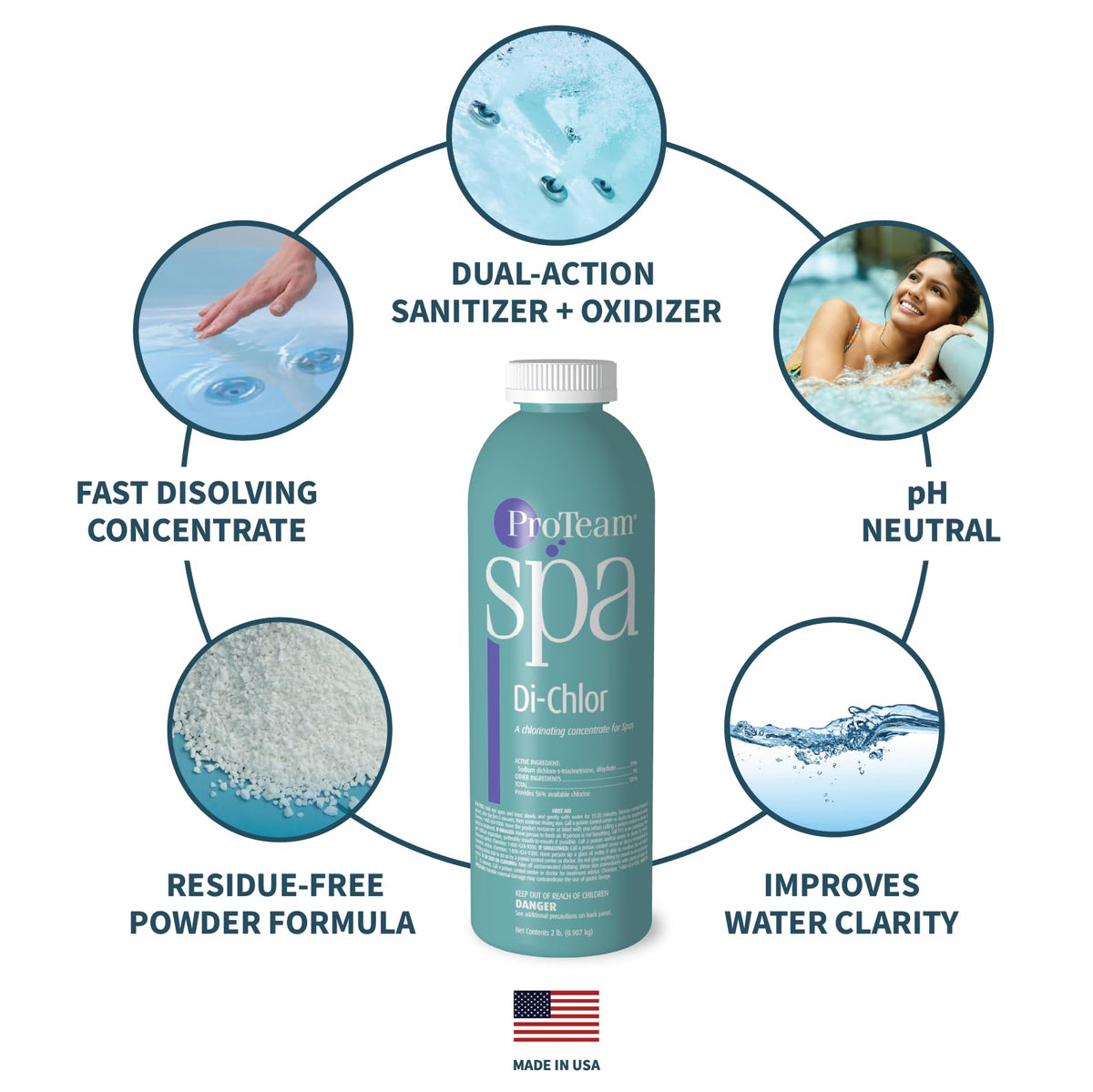 Dissolving SplashWiz Spa Di-Chlor granules in hot tub water.
