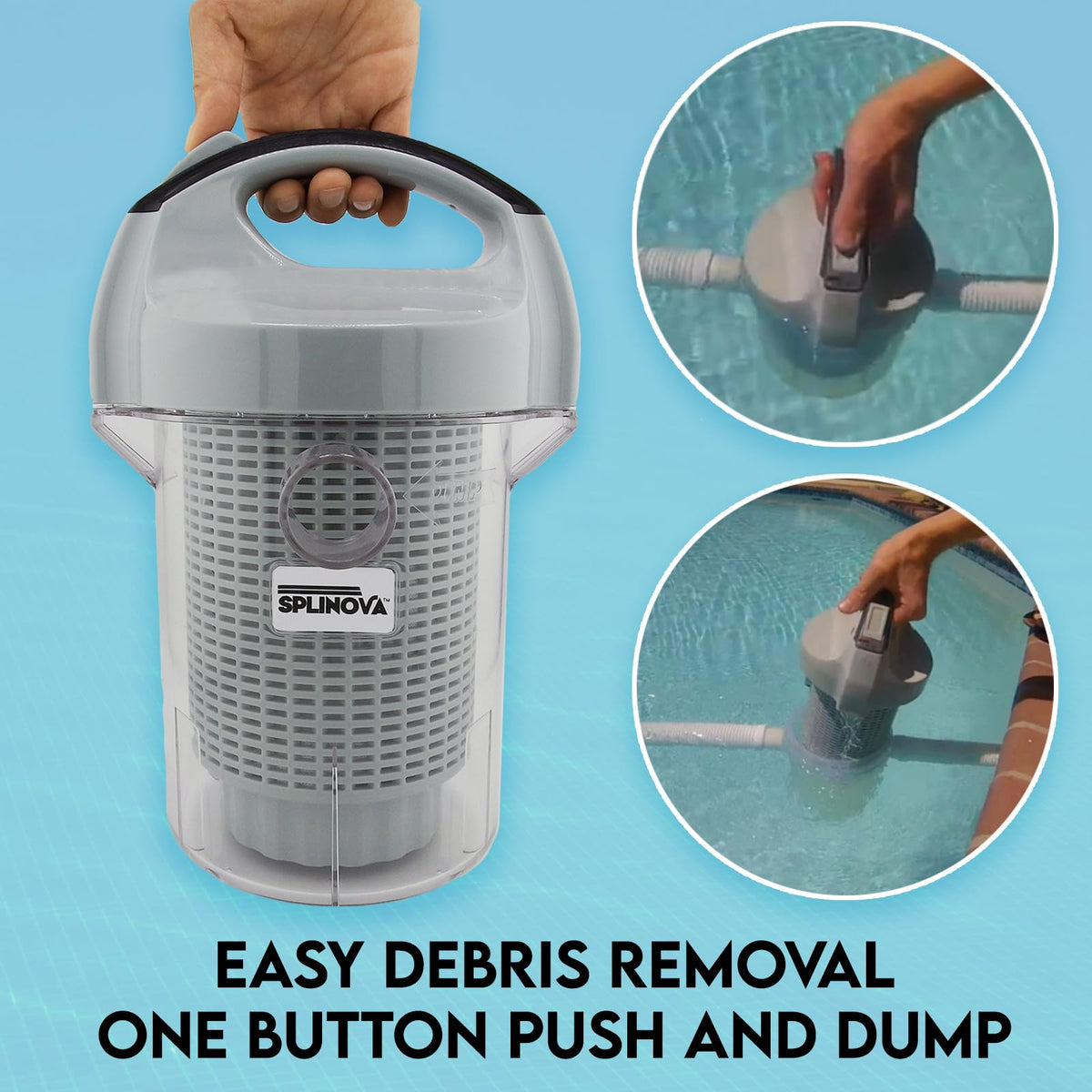 Splinova vertical canister design improving suction flow and efficiency