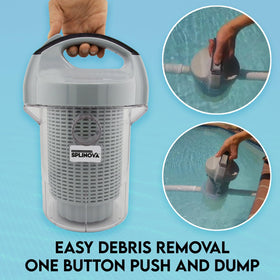 Splinova vertical canister design improving suction flow and efficiency