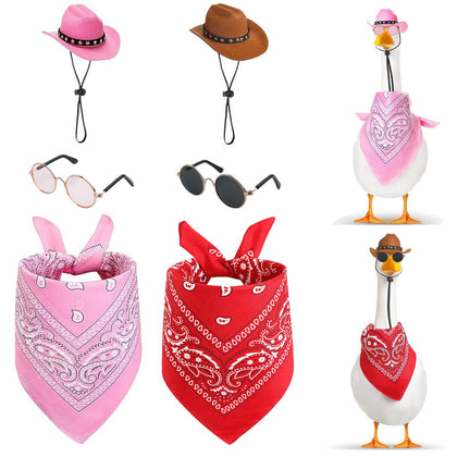 SPNKMJUJ pink and red cowboy porch goose outfit adds festive curb appeal