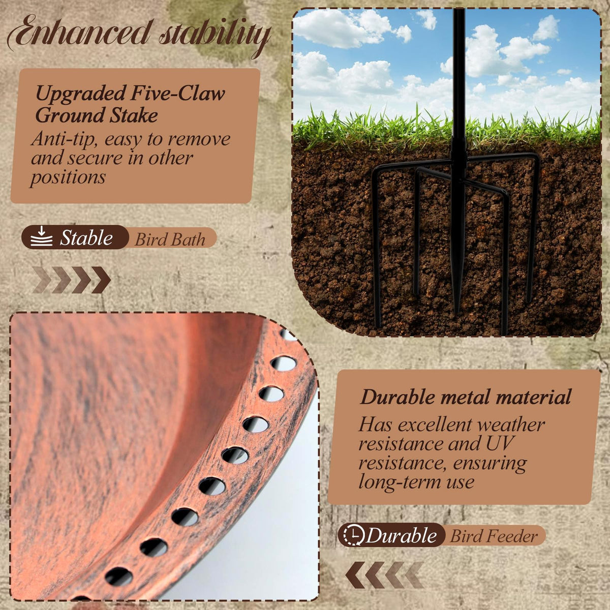 SPOKKI heavy-duty metal construction ensures durability against wind and weather.