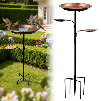 SPOKKI metal bird bath outdoors 12-inch bowl for drinking and bathing birds.