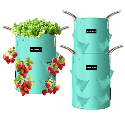 SPONDWILD 3-pack 10-gallon strawberry grow bags offer durable, reusable planting solution.