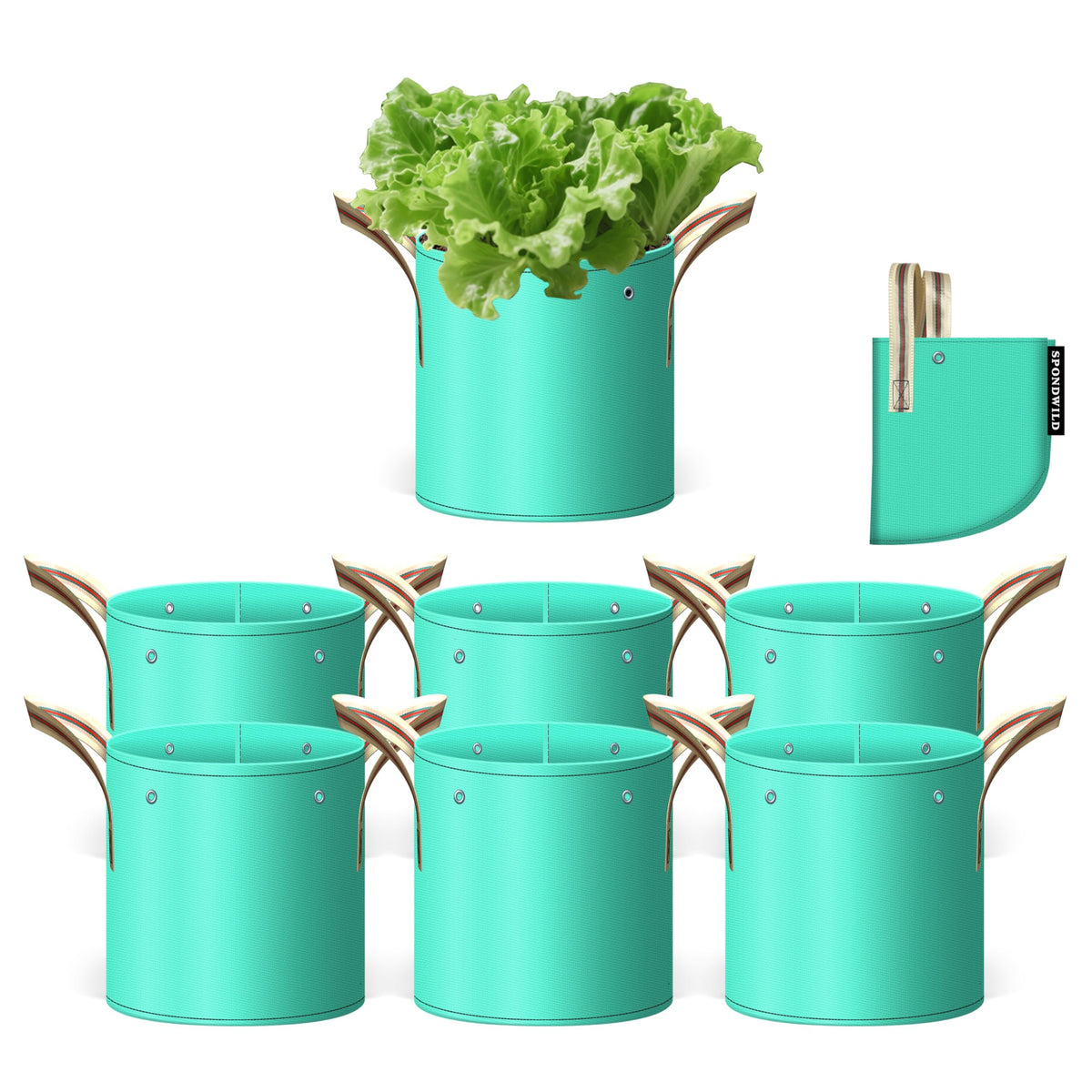 SPONDWILD potato grow bag front view for compact patio gardening