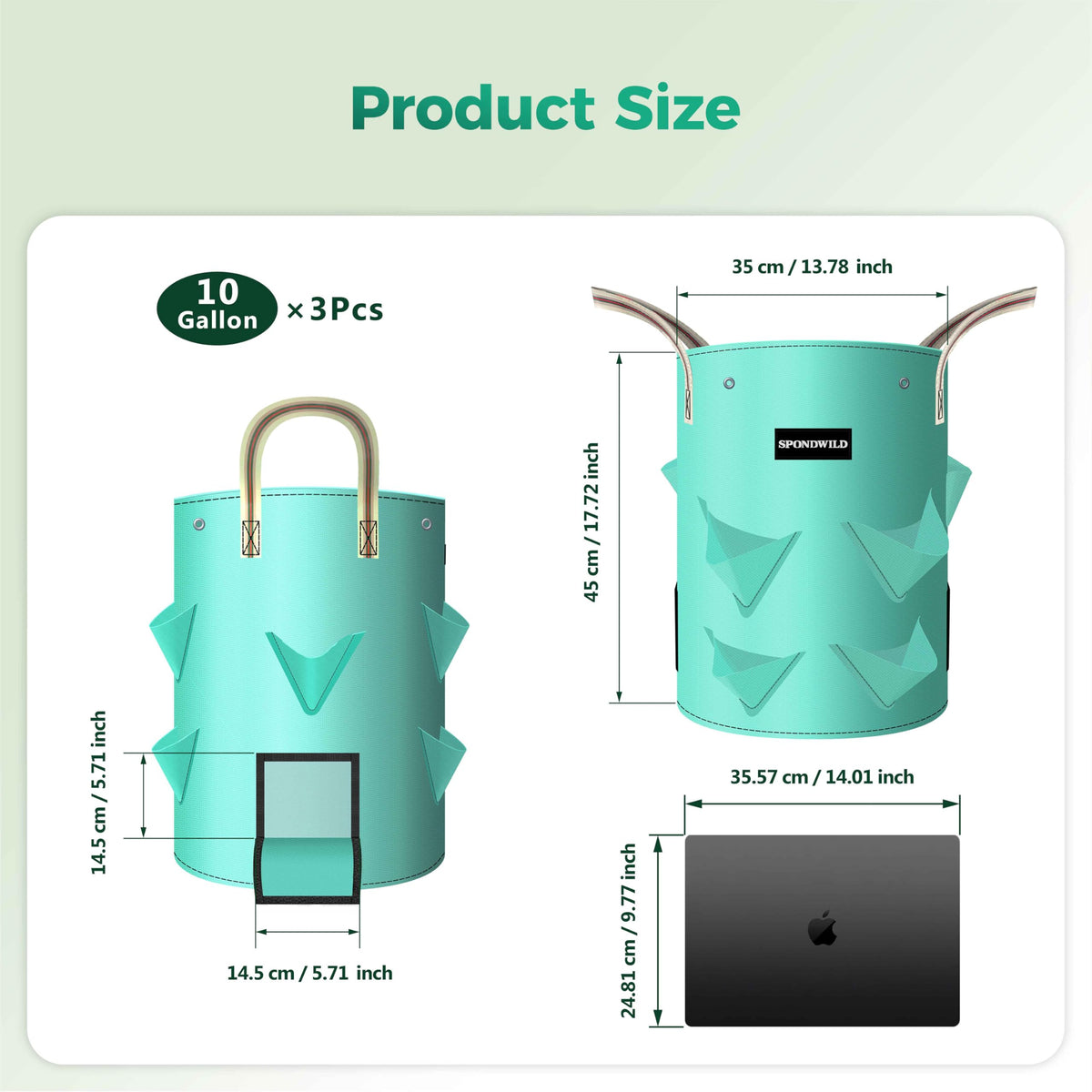 SPONDWILD bag with breathable windows boosts airflow for healthier root growth.