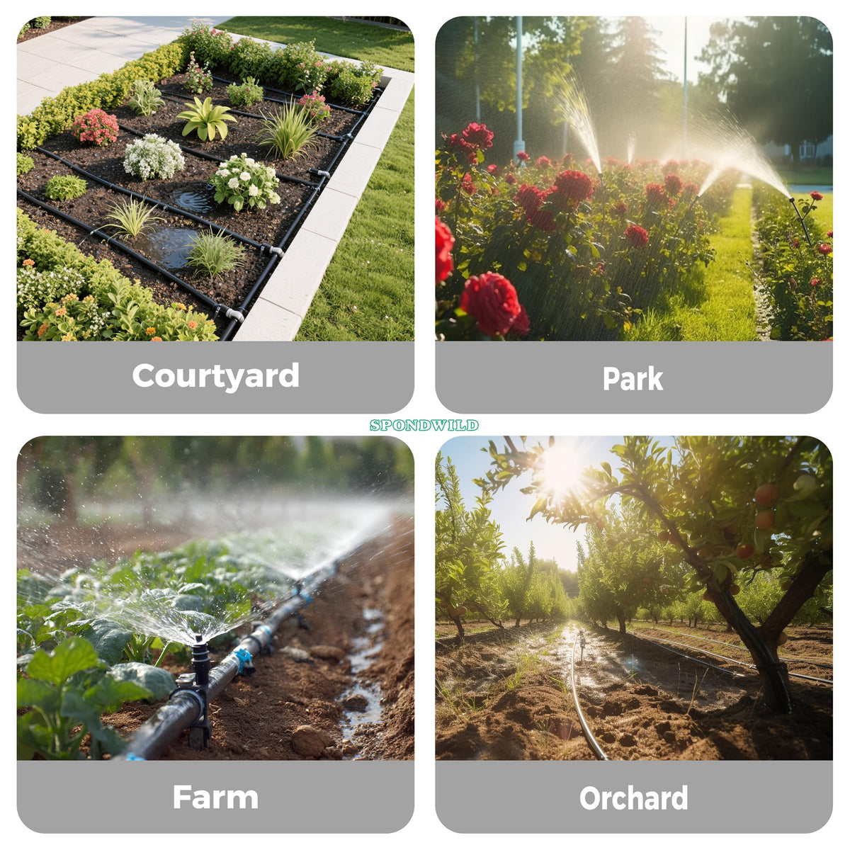 SPONDWILD suitable for underground or surface irrigation in gardens.