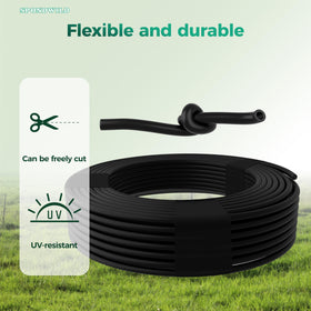 SPONDWILD wide-application tubing fits flower beds, veggies, and greenhouses.
