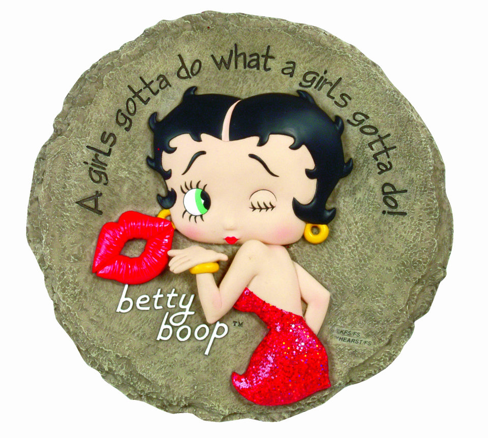 Spoontiques Betty Boop stepping stone with hand-sculpted resin detail for outdoor charm.