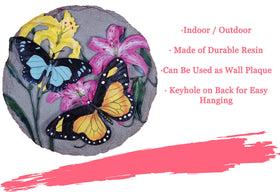 Spoontiques durable resin stepping stone withstands outdoors for years of cheerful accents.