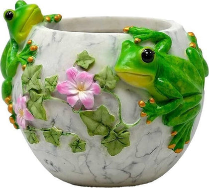 Spoontiques Frogs Flower Pot, charming scene, ideal for succulents and small plants.