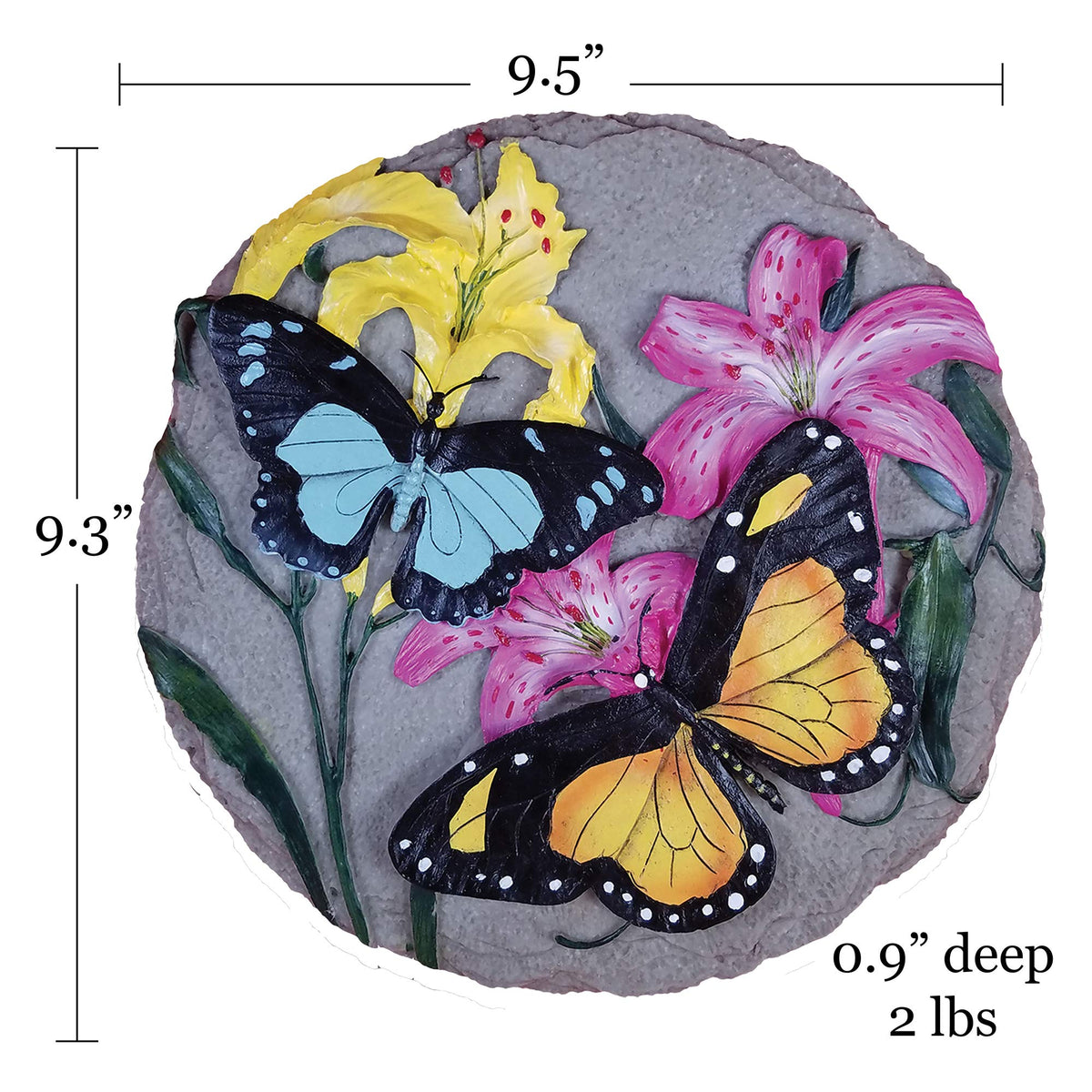 Spoontiques hand-painted garden stone adds color and warmth to paths or flower beds.