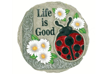 Spoontiques Life is Good Ladybug Stepping Stone adds color to your garden walkway.