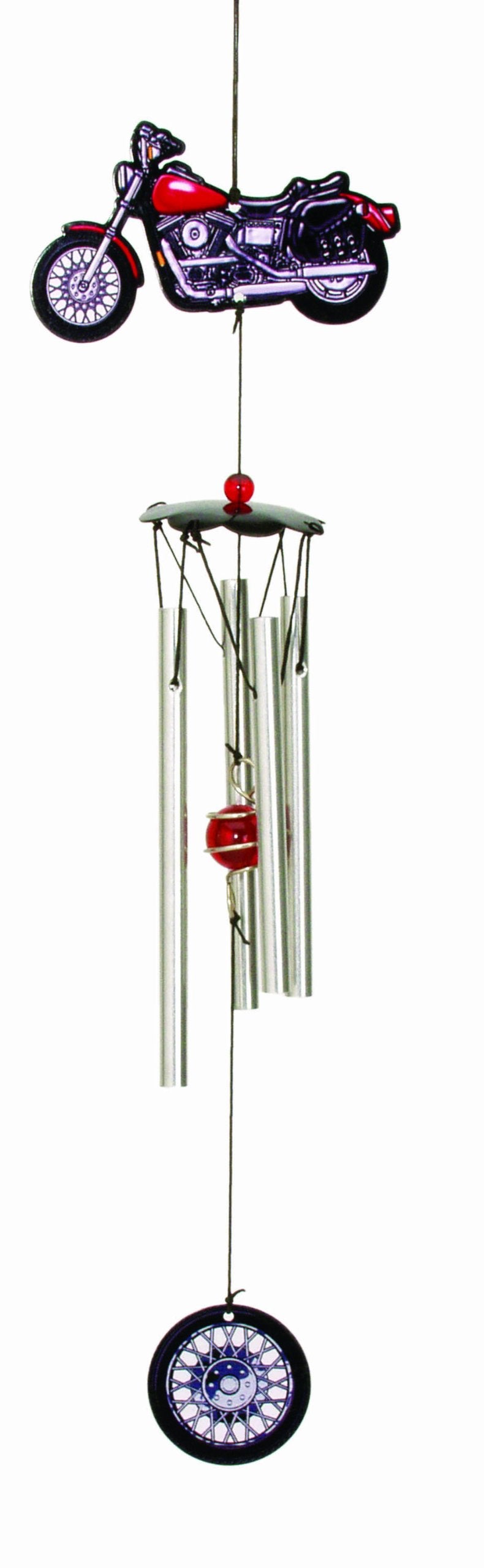 Spoontiques blue metal motorcycle wind chime for outdoor charm and soothing tones